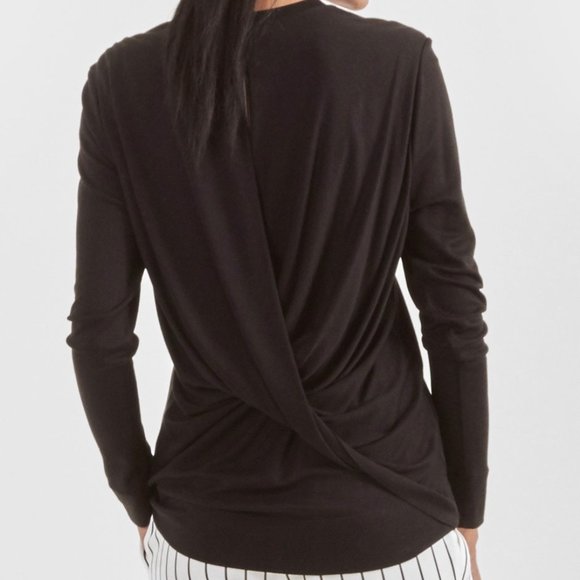 Helmut Lang Tops - HELMUT LANG 'Sync' Black Cross Back Silk Blend Top